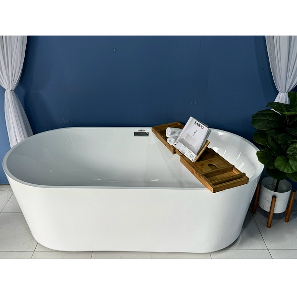 Bồn tắm ngâm đặt sàn hình ovan trứng SAWO SW5713 (Acrylic-1280x700x590mm) - Image 4