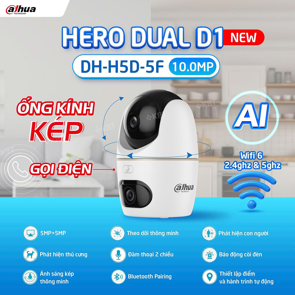 Camera DAHUA DH-H5D-5F (Quay quét wifi 2 mắt x 5MP) - 3