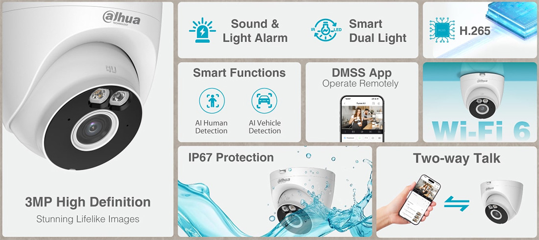 Camera DAHUA DH-IPC-HDW1339DA-SW-PV (Wifi Dome 3MP, loa mic, báo động) - 5