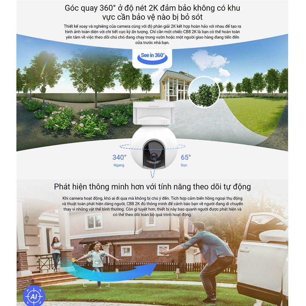 Camera EZVIZ CB8 (Wifi quay quét 4MP, PIN 10.400mAh) - 4