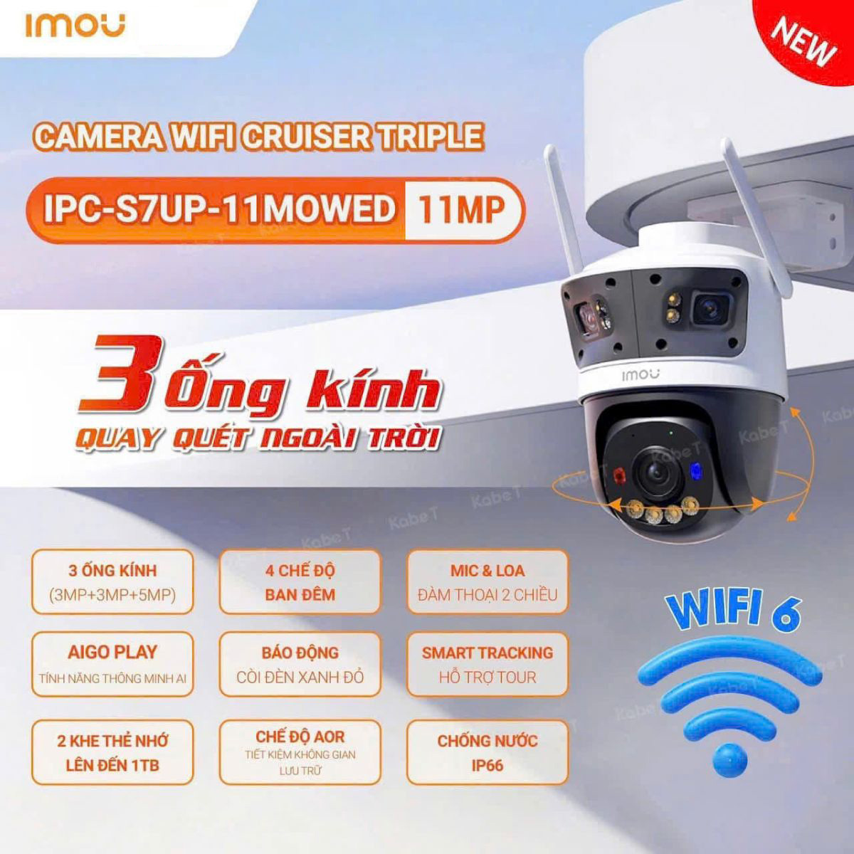 Camera IMOU IPC-S7UP-11M0WED Cruiser Triple (Wifi quay quét 3 mắt 11MP) - 3