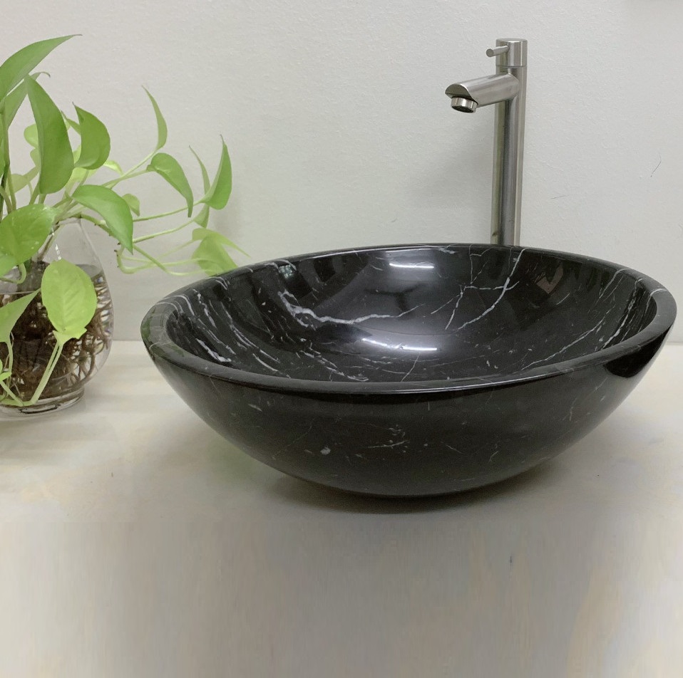 Chậu đá mỹ nghệ tự nhiên chữ nhật màu đen DCN37 (605x355x115mm) - Image 3