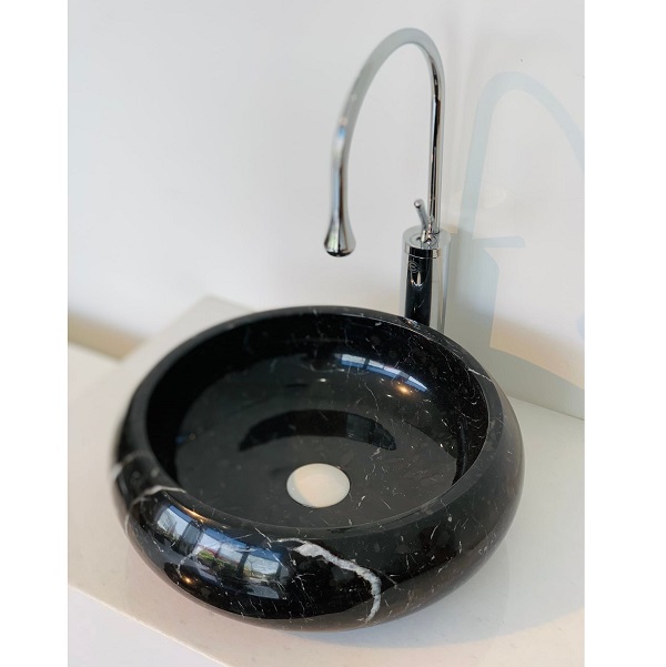 Chậu đá mỹ nghệ tự nhiên chữ nhật màu đen DCN37 (605x355x115mm) - Image 5