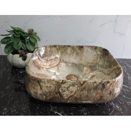 Chậu đá mỹ nghệ tự nhiên tròn màu xanh BST40 (D42-D35-D28) - Image 5