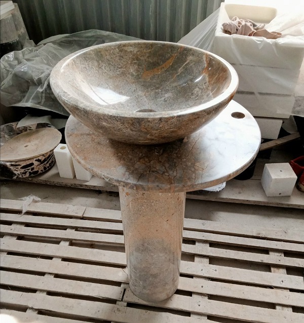 Chậu đá nhân tạo nghệ thuật chân đứng màu trắng Miken NSF-5290 (52x32x90cm - Chọn bóng hoặc mờ) - Image 3