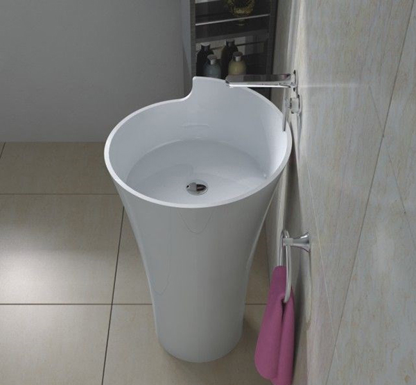 Chậu đá nhân tạo nghệ thuật có bàn màu trắng Miken NSS-9050 (90x50x15cm - Chọn bóng hoặc mờ) - Image 5