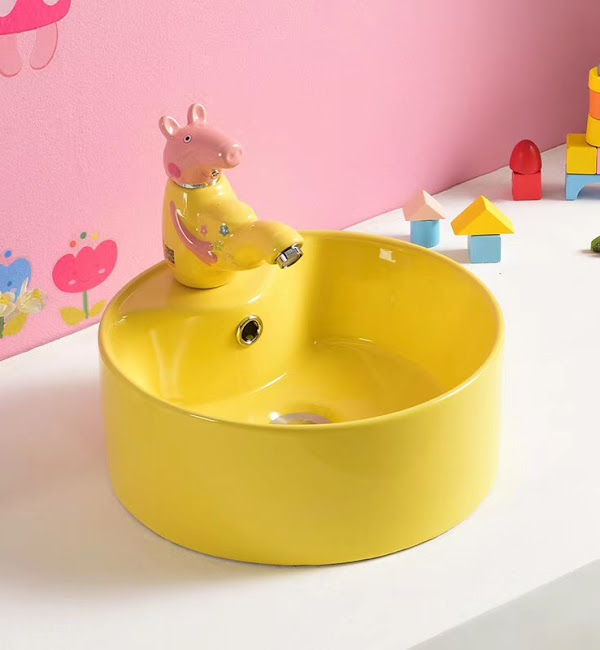 Chậu lavabo trẻ em màu vàng Miken MKC-5003Y - Image 4