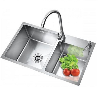 Chậu rửa bát 1 hố chống xước kiểu dáng Nhật Bản bề mặt Linen màu xám ghi Henry 8248 (82x48cm) - Image 3