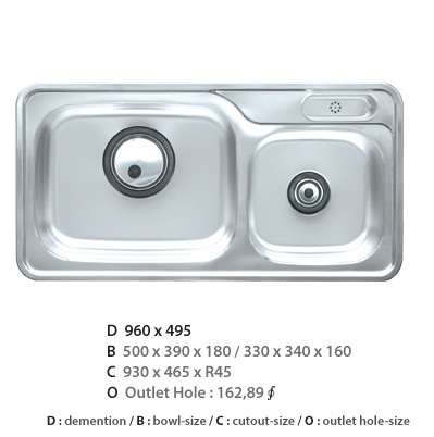 Chậu rửa bát 1 hố Cico Hàn Quốc SQJP-850 (850x515x235 mm) - Image 4