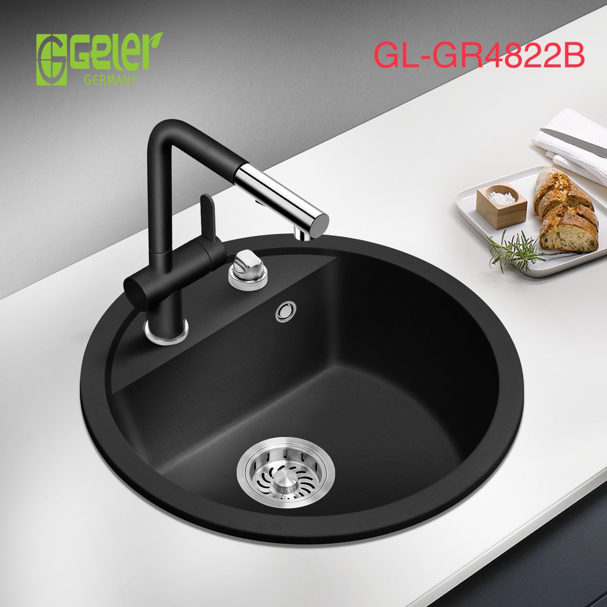 Chậu rửa bát 1 hố Geler GL Eco 7545 (750x450x220mm) - Image 5