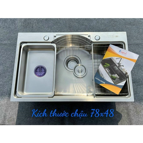 Chậu rửa bát 1 hố Inox SUS 304 Kagol KG 7848 (78x48cm)
