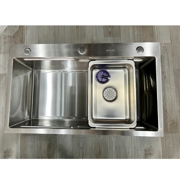 Chậu rửa bát 1 hố Inox SUS 304 nano màu ghi xám vòi chảy thác Miken MKRB-7546GR (75x46x22 cm) - Image 5
