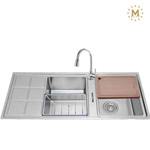Chậu rửa bát 1 hố kèm máy rửa cốc Malloca MS 6303 WST (800x440x230mm) - Image 4
