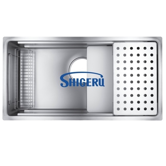 Chậu rửa bát 1 hố lớn nội địa Nhật Bản Shigeru LE JSN-K 2F FS (Inox 304 trơn) - Image 3