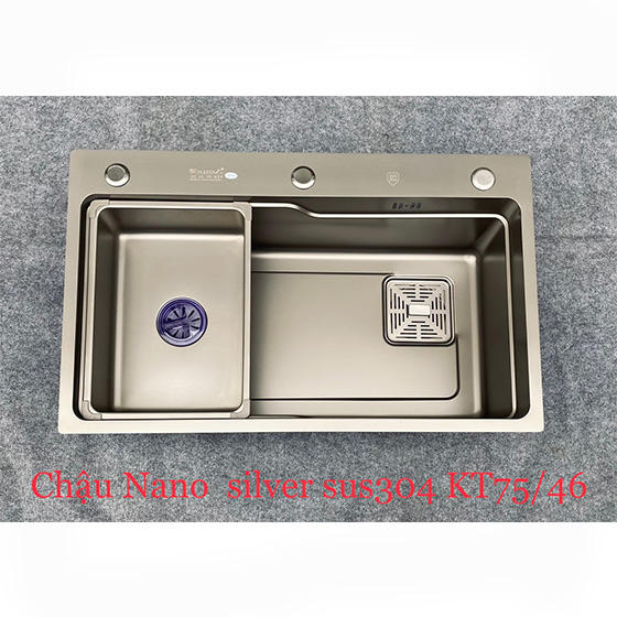 Chậu rửa bát 1 hố màu đen Nano Black Kagol 4540 (450x400mm) - Image 5