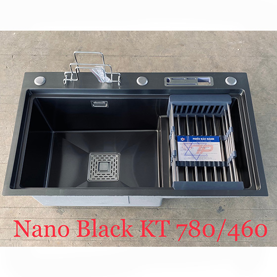 Chậu rửa bát 1 hố màu đen Nano Black Kagol 7846 (780x460mm)