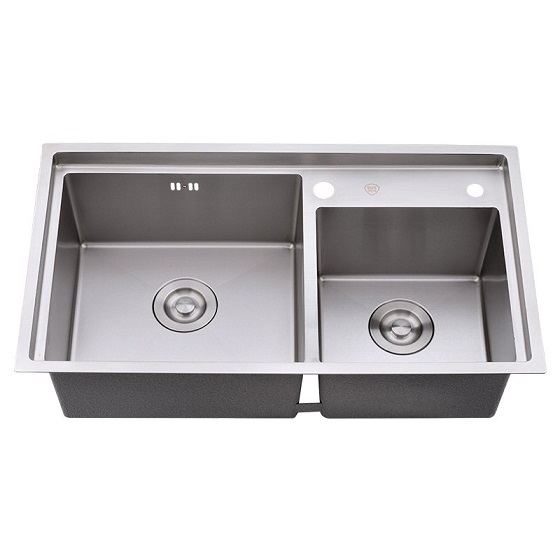 Chậu rửa bát 1 hố màu ghi xám đen đúc Handmade Inox 304 Miken MKRB-6845RB (680x450x230) - Image 4