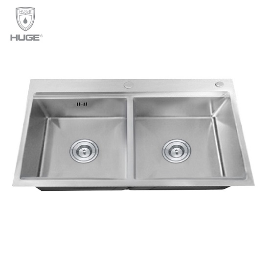 Chậu rửa bát 2 hố cân Huge H-P200A3 (820x480x230mm) - Image 4
