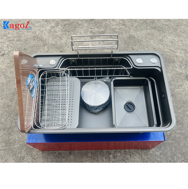 Chậu rửa bát 2 hố cân Inox đúc Kagol 7843C (78x43cm) - Image 3
