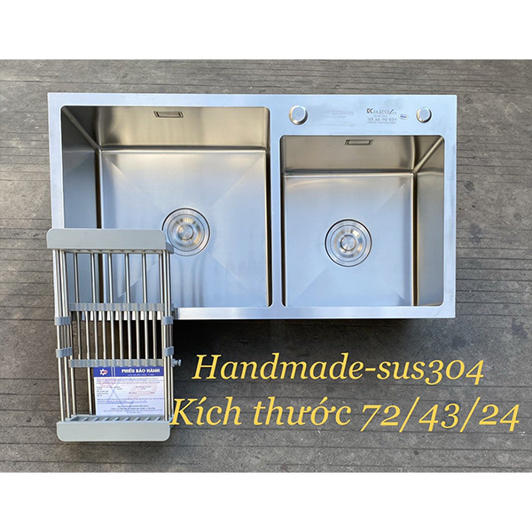 Chậu rửa bát 2 hố cân nhỏ Inox SUS304 Kagol 7243C (72x43cm) - Image 3