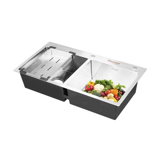 Chậu rửa bát 2 hố cân Rapido RS-7843-2EW (780x430x230mm) - Image 3