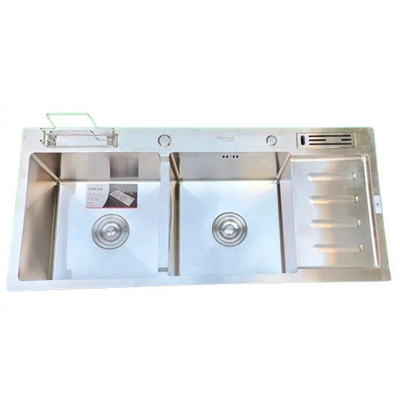 Chậu rửa bát 2 hố có bàn Sơn Hà HM.X.2C.100.2.3 (1000x450x230mm)