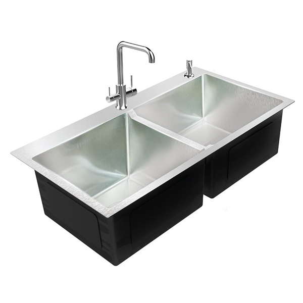 Chậu rửa bát 2 hố có bàn Sơn Hà HM.X.2C.100.2.3 (1000x450x230mm) - Image 3