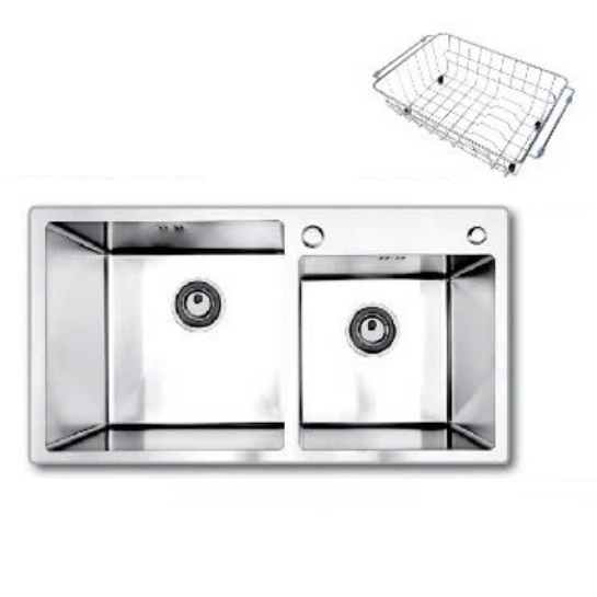Chậu rửa bát 2 hố lệch Daeshin SQS-7846-T