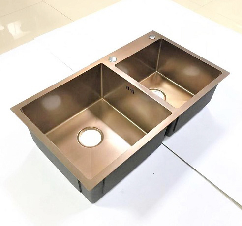 Chậu rửa bát 2 hố lệch Handmade Inox 304 Miken MKRB-8245L (82x45cm) - Image 4