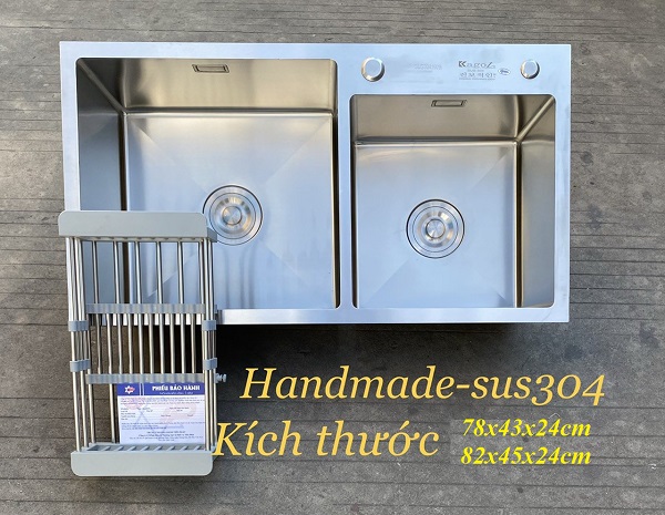 Chậu rửa bát 2 hố lệch nhỏ Inox SUS304 Kagol 7040L (70x40cm) - Image 3