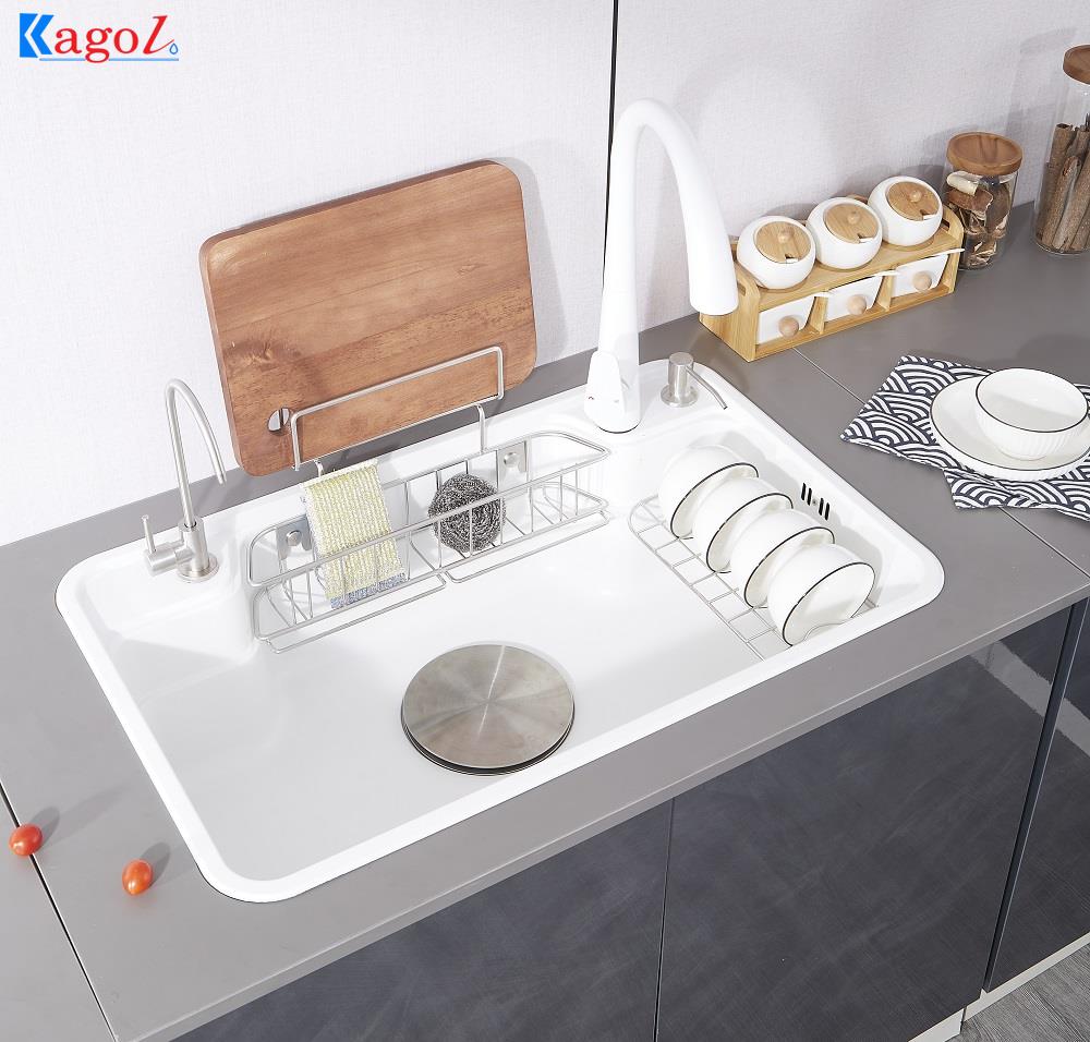 Chậu rửa bát 2 hố lệch nhỏ Inox SUS304 Kagol 7243L (72x43cm) - Image 3