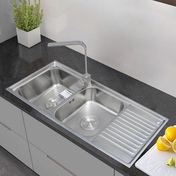 Chậu rửa bát 2 hố Toàn Mỹ TMS 8046 (800x460x220mm) - Image 3