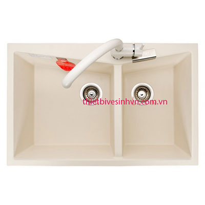 Chậu rửa bát đá nhân tạo Carysil REC2 màu trắng - Image 4