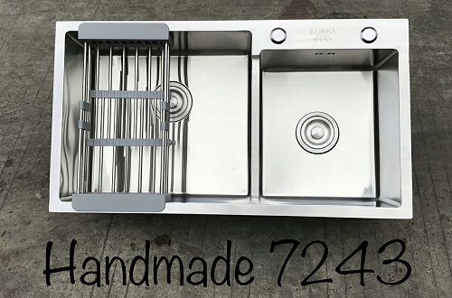 Chậu rửa bát giá rẻ đúc liền khối 2 hố lệch Korea TP-H-7243-1 (720x430)