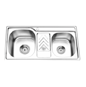 Chậu rửa bát Inox đúc liền khối 2 hố lệch PZ-8245 (820x450x220mm) - Image 5