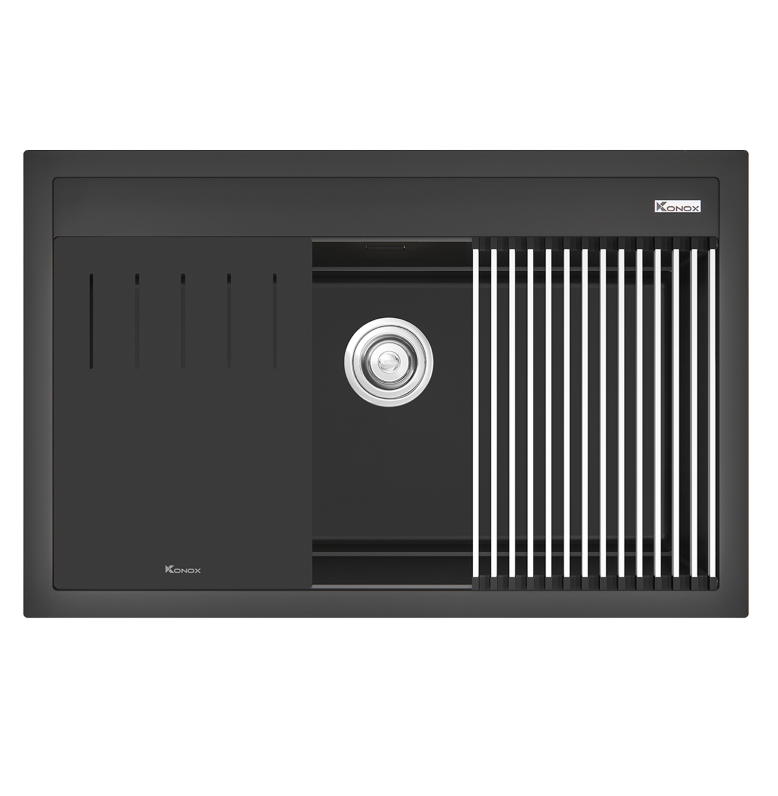 Chậu rửa bát phong cách Nhật bề mặt mịn Konox Tari 870SM (870x460x230mm) - Image 3