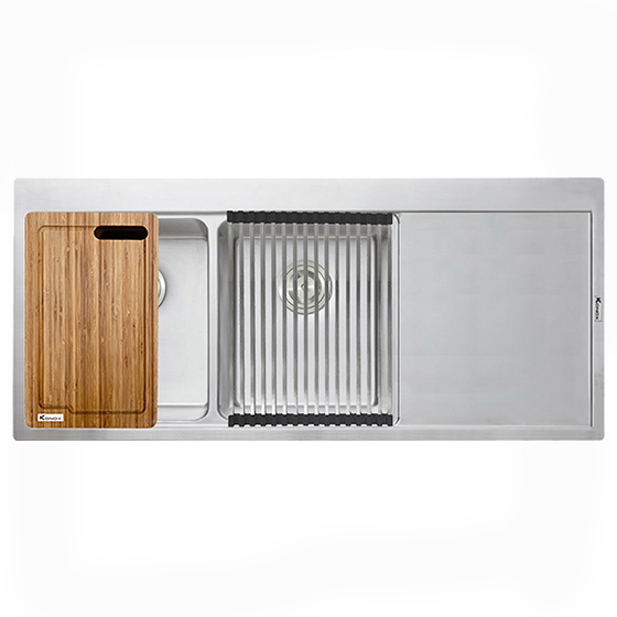Chậu rửa bát phong cách Nhật bề mặt mịn Konox Tari 870SM (870x460x230mm) - Image 5
