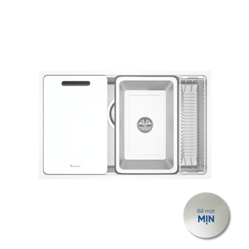 Chậu rửa bát phong cách Nhật bề mặt mịn Konox Tari 8748SM (870x480x220mm) - Image 4