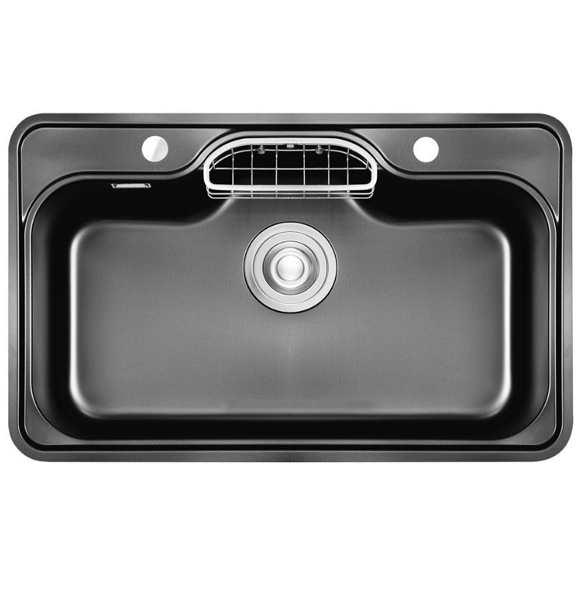 Chậu rửa bát Posco 304 Linen dập nổi màu đen KLUGER KWF8161FB-S76Plus(760x500x220mm) - Image 3