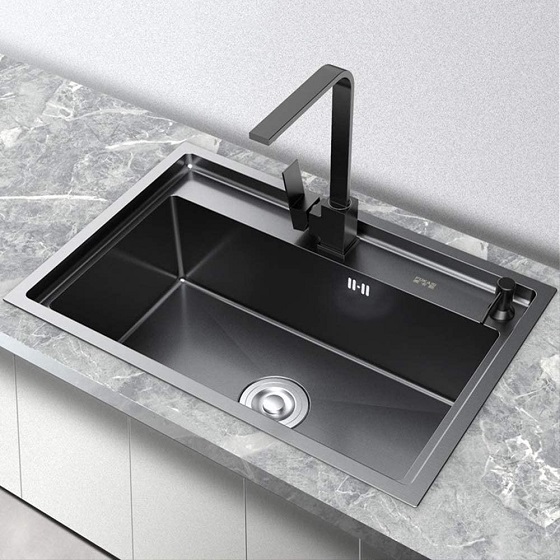 Chậu rửa bát thông minh 1 hố Inox SUS 304 màu đen vòi chảy thác Miken MKRB-8846B (88x46cm) - Image 4