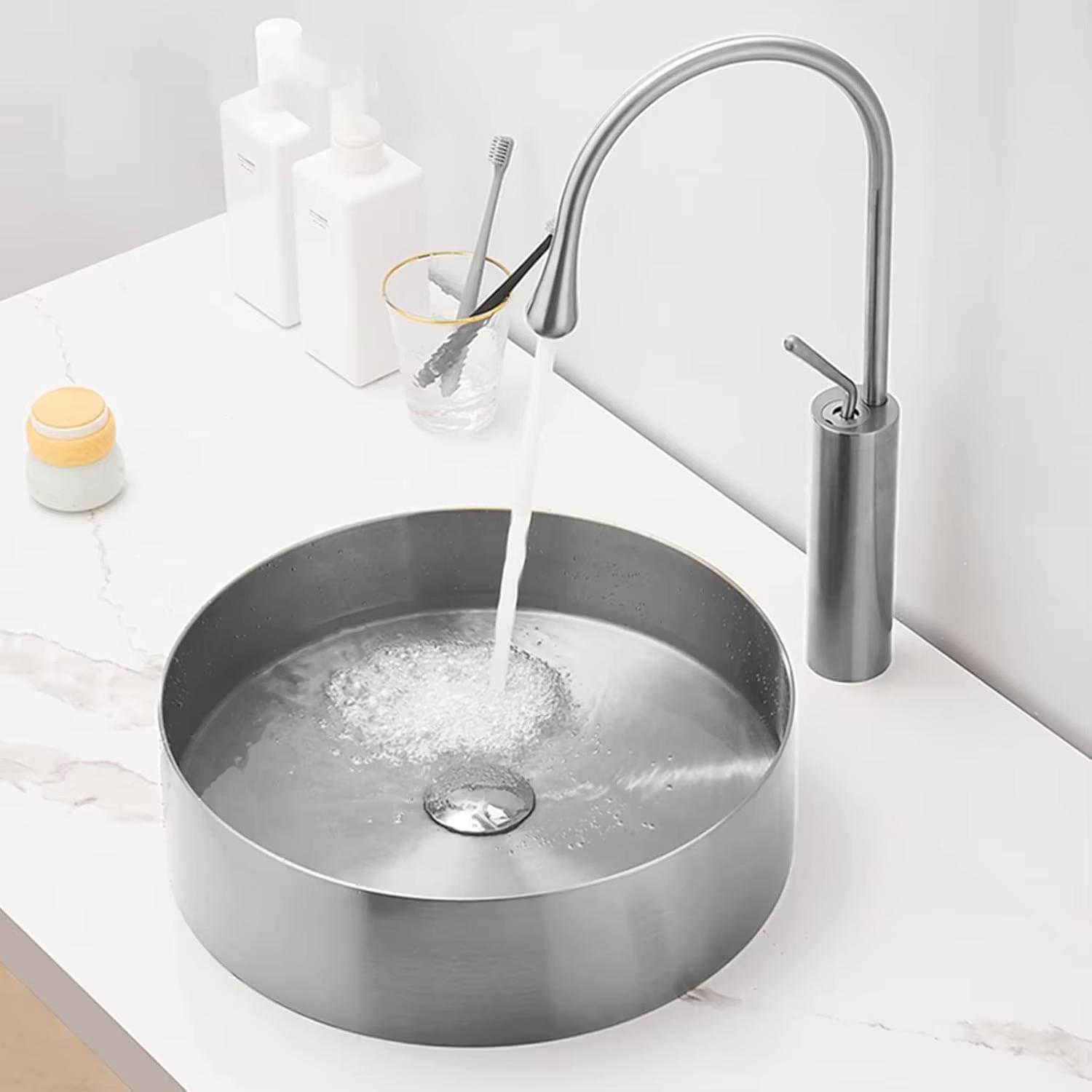 Chậu rửa lavabo chân đứng hình tròn Inox 304 Miken LXL-230224 (Đặt hàng trước 7-15 ngày) - Image 3