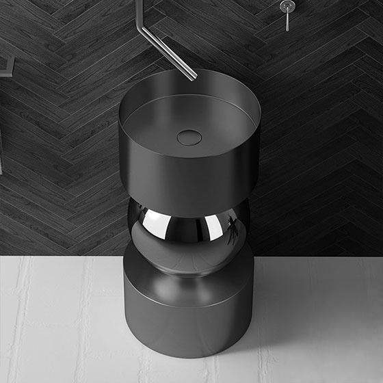 Chậu rửa lavabo chân đứng Inox 304 màu vàng Miken MS-8804RN (Đặt hàng trước 7-15 ngày) - Image 5