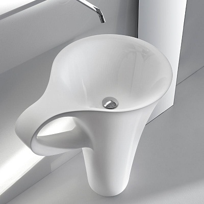 Chậu rửa lavabo chân đứng nghệ thuật màu ghi C3966S (Đặt hàng 10-20 ngày) - Image 4
