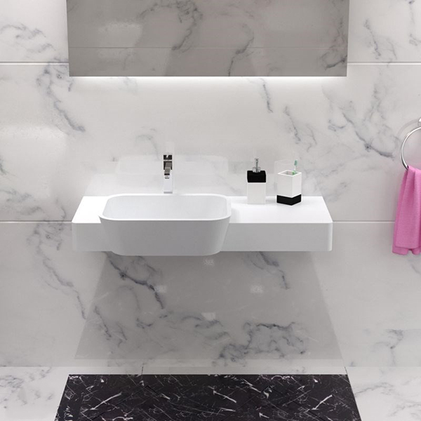 Chậu rửa lavabo đá tự nhiên nghệ thuật chân đứng vân đá Miken MKC-435 - Image 3