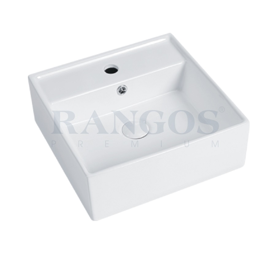 Chậu rửa lavabo đặt bàn mạ vàng Rangos RG-DE8003 (390x390x120 mm) - Image 5