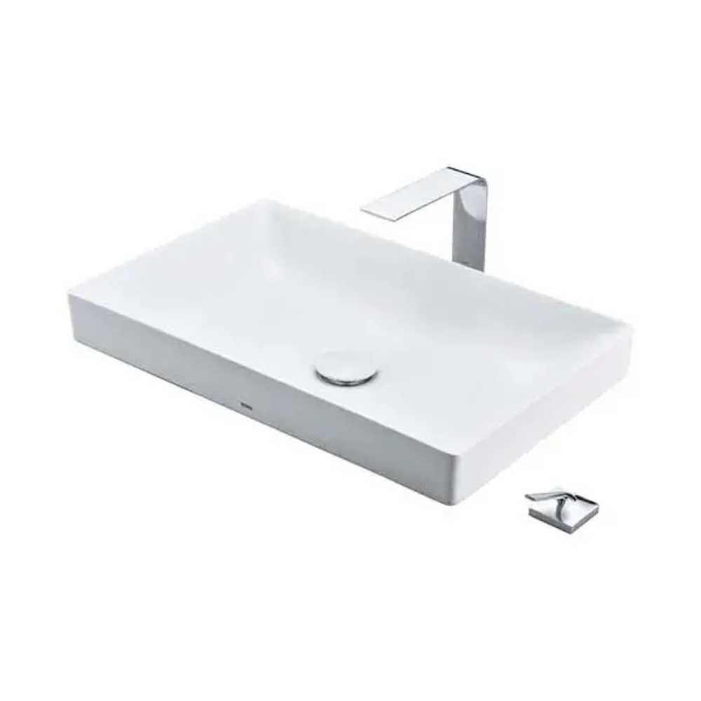Chậu rửa lavabo đặt bàn TOTO Linear Ceram LT4716G19#XW màu trắng bóng (bộ thoát thải VM5D419V)
