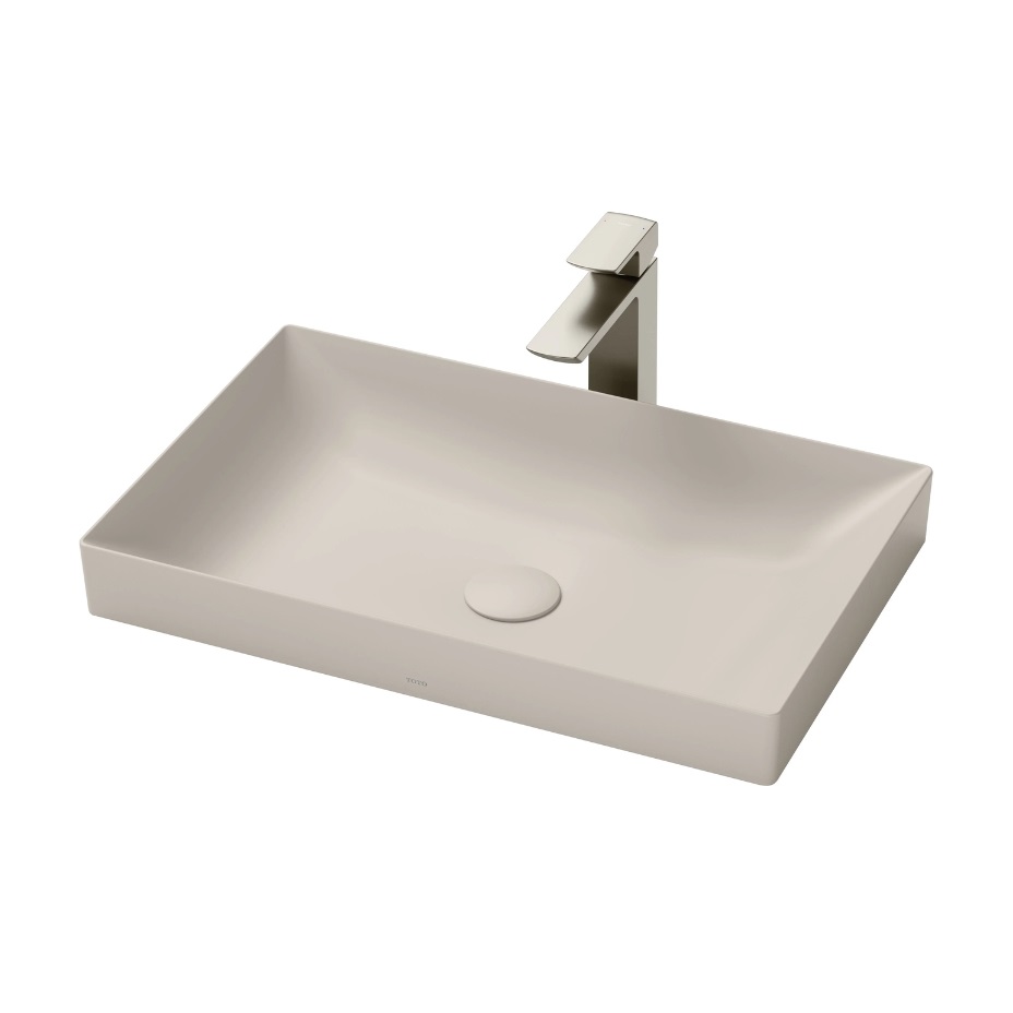 Chậu rửa lavabo đặt bàn TOTO Linear Ceram LT4716MTG19#CMW trắng mờ có CeFIONtect (bộ thoát thải VM5D419V) - Image 4