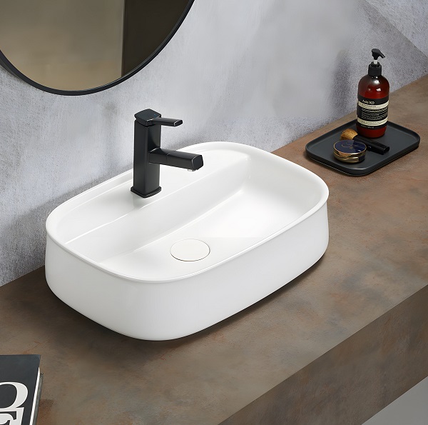 Chậu rửa lavabo đặt bàn viền vàng HANJIN HJ-3012 - Image 3