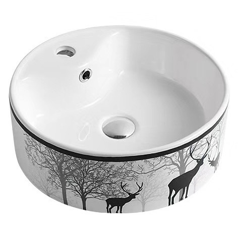 Chậu rửa lavabo hình con hươu lòng trắng hình tròn Miken MKC-227