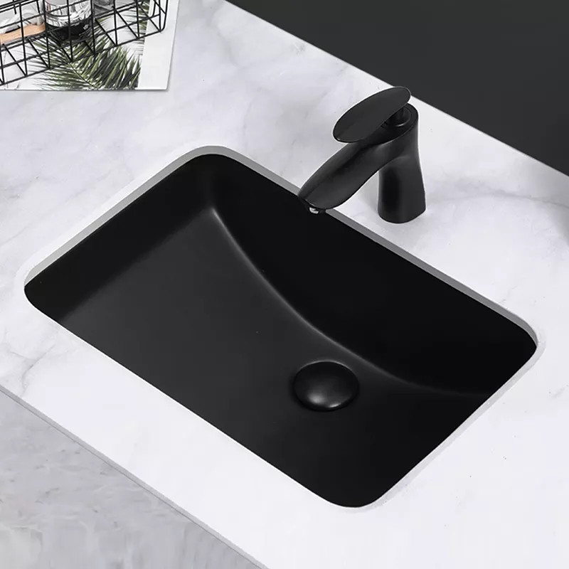 Chậu rửa lavabo màu đen âm bàn hình vuông Miken MKC-00225B-1 (600x400mm)